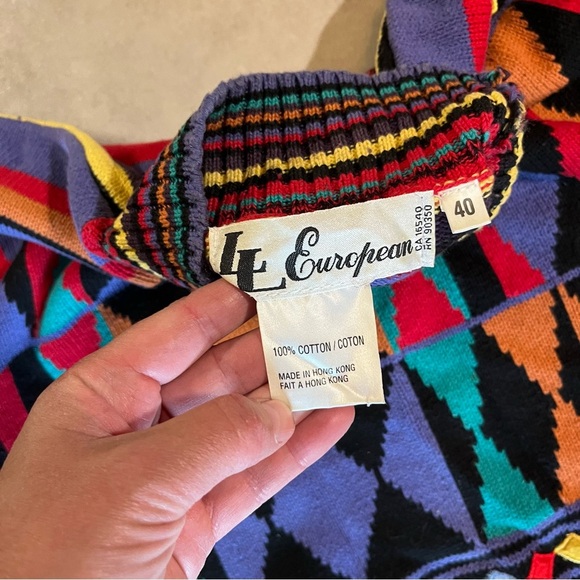 Vintage Multicolour Sweater. LL EUROPEAN. 100% cotton. Size 40/Small - Picture 6 of 9